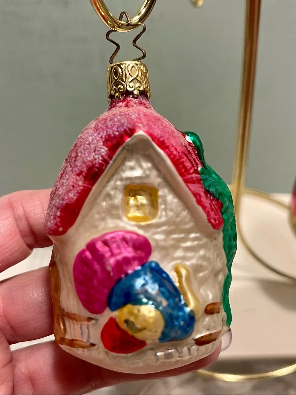 VINTAGE CHRISTOPHER RADKO  Glass Santa and Cottage Holiday Ornaments Bundle